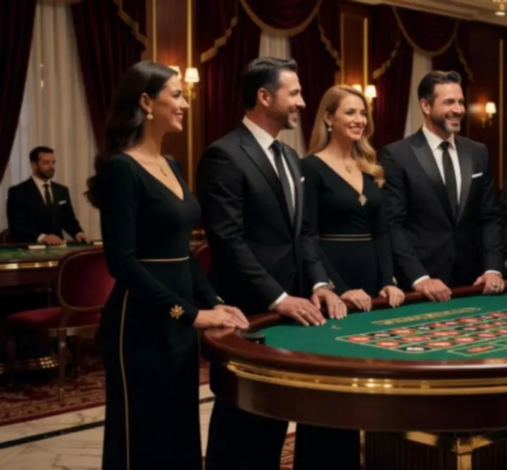 Glamorous hosts και dealers της Evening Vibe Club σε πολυτελές περιβάλλον